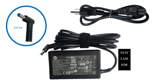 Cargador HP punta azul 19.5V, 3.33A, punta 4.5*3.0, 65W