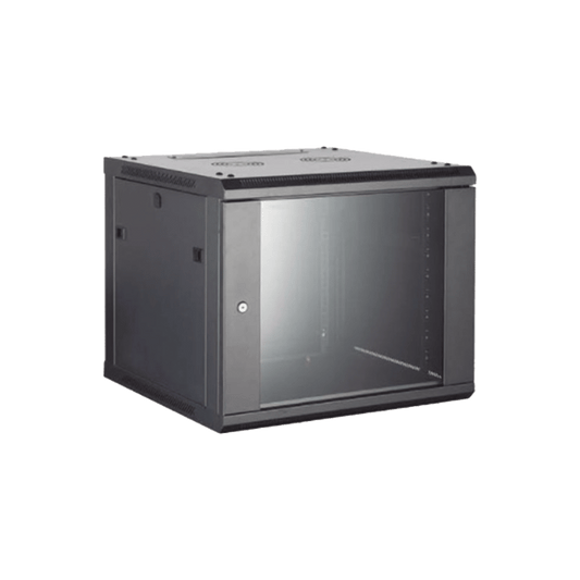 Gabinete para Montaje en Pared - Piso / Puerta de Cristal Templado / Cuerpo Fijo / 4 Unidades de Rack / 19" / Fabricado en Acero