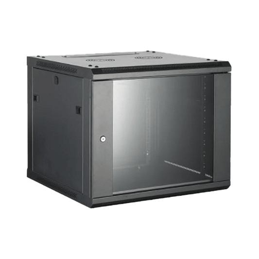 Gabinete para Montaje en Pared - Piso / Puerta de Cristal Templado / Cuerpo Fijo / 6 Unidades de Rack / 19" / Fabricado en Acero