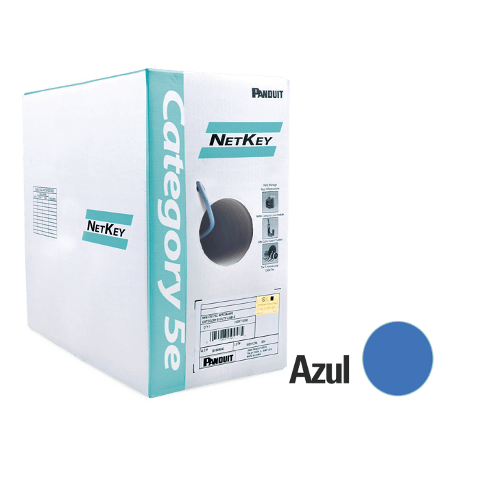 Bobina de cable UTP 305 m. de Cobre, NetKey, Azul, Categoría 5e (24 AWG), PVC (CM), de 4 pares