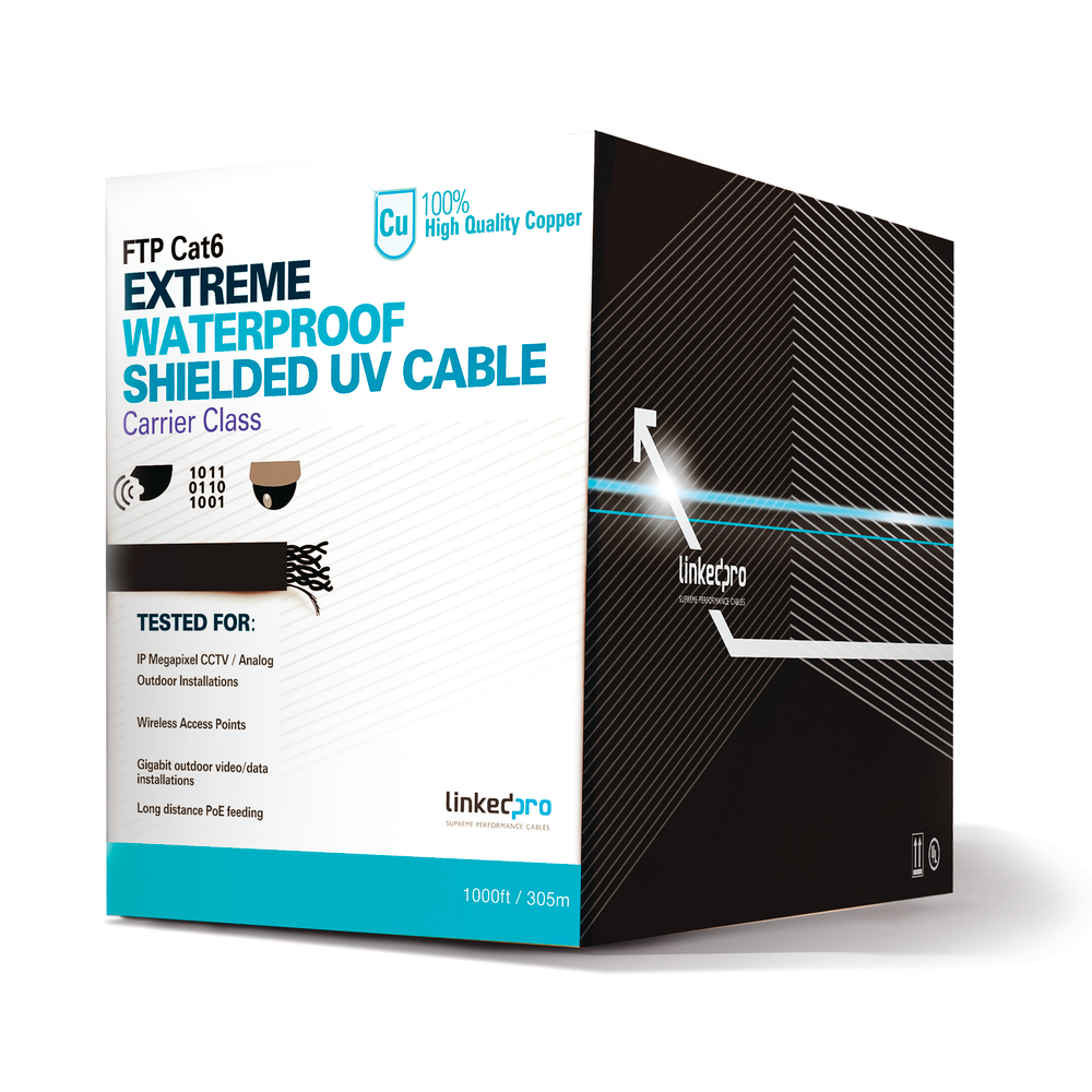 Bobina cable UTP Cat6 Blindado tipo FTP Uso exterior forro color negro