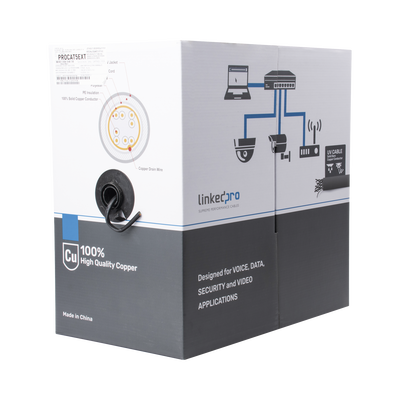 Bobina cable UTP 305m Cat5e FTP blindado color negro Uso en Intemperie