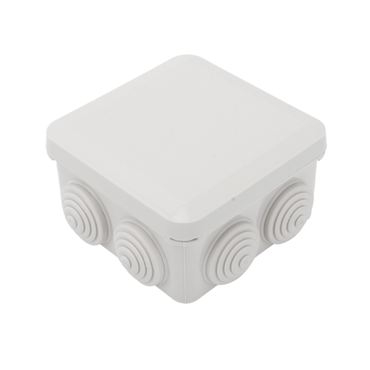 Caja Derivación-Conexión de Plástico (89 X 89 X 50 mm) con 7 Glándulas de Goma Cerrado a Presión.