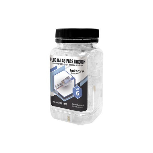 Bote con 100 Plugs Pass through RJ45 Cat6 sin blindaje