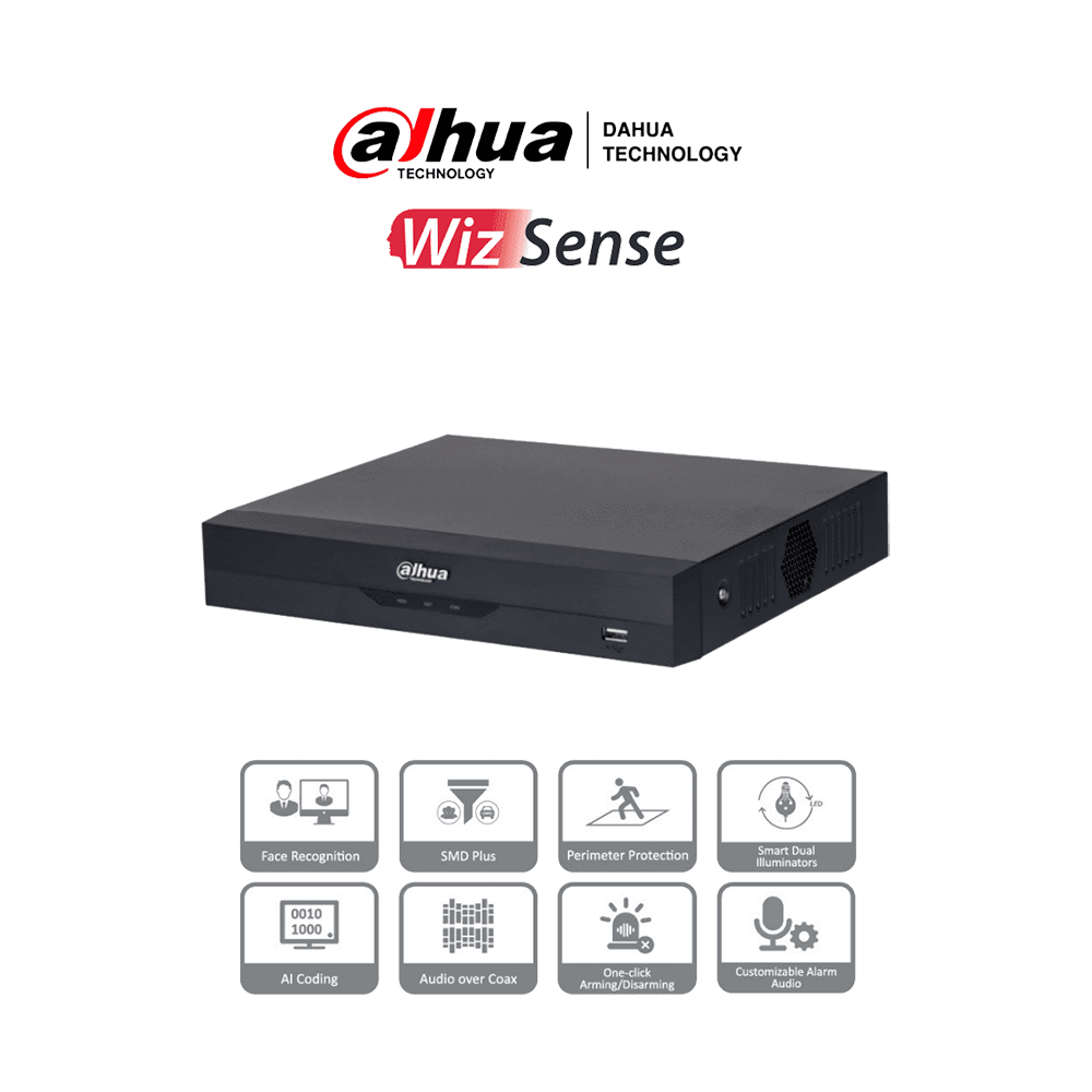 DVR de 5MP Lite con WizSense. Soporta 4 canales + 2 IP o hasta 6 canales IP