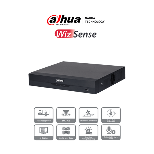 DVR de 5MP Lite con WizSense. Soporta 4 canales + 2 IP o hasta 6 canales IP