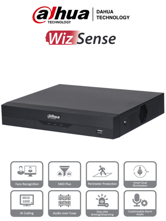 DVR de 5MP Lite con WizSense. Soporta 4 canales + 2 IP o hasta 6 canales IP