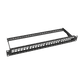 Patch panel modular sin blindaje de 24 puertos, 1U, con barra para organizar cable